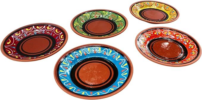Cactus Canyon Ceramics Spanish Terracotta 5-Piece Small Tapa Plate Set, Multicolor | Amazon (US)