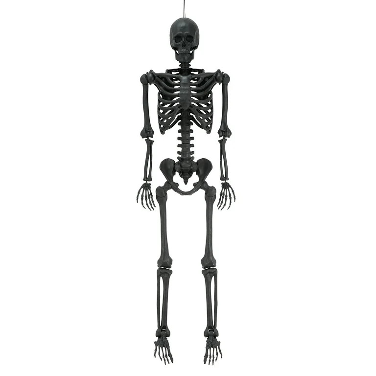 5ft Black Ultra Poseable Plastic Skeleton Decoration, Halloween Outdoor Decor, by Way to Celebrat... | Walmart (US)