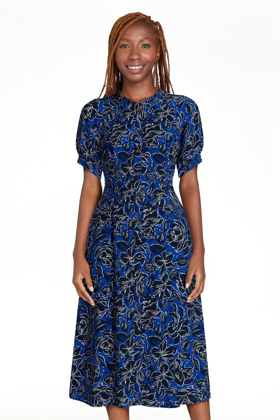 Time and Tru Women's Pleated Midi Shirtdress, Sizes XS-XXXL | Walmart (US)