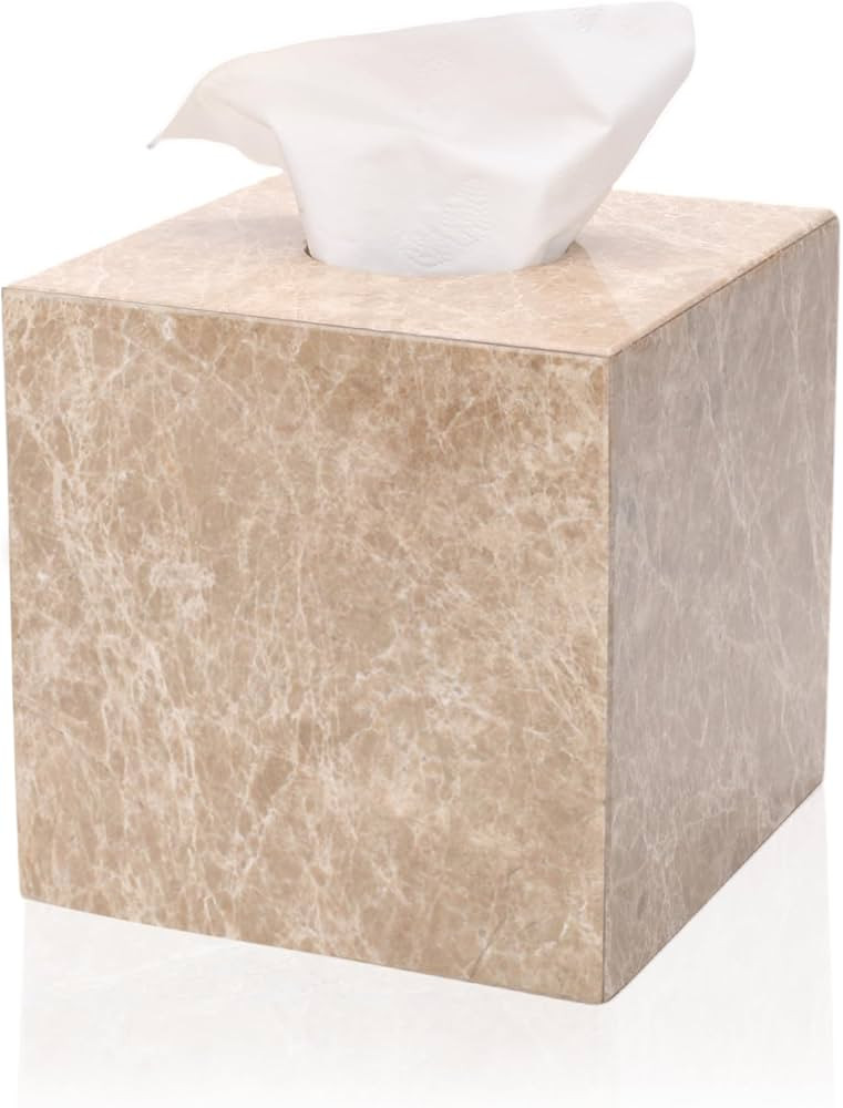 WORHE Tissue Box Cover Italy Natural Marble Heavy Duty Square Facial Toilet Paper Holder for Bath... | Amazon (US)
