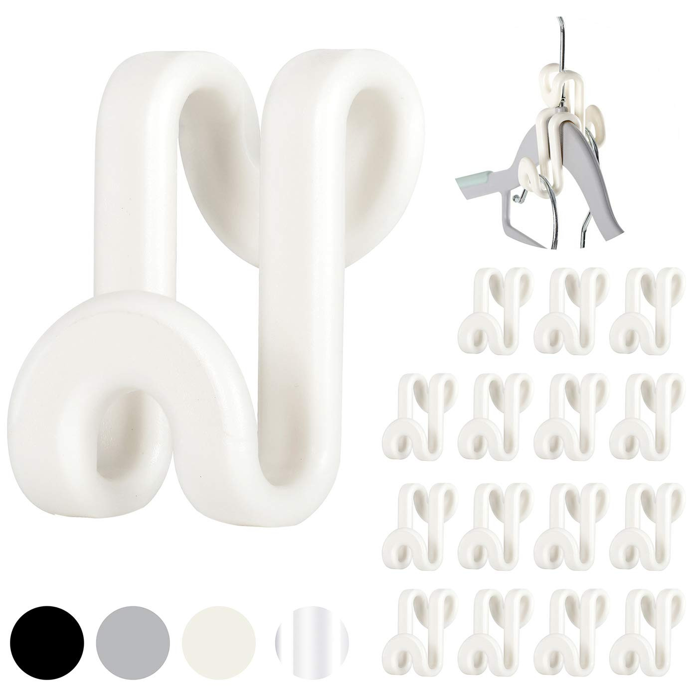 Mini Cascading Hanger Hooks, 60 Pcs Plastic Connector Hooks for Velvet Hanger or Clothes Hangers, Space Saving Hangers Hooks Closet Organizer - White | Amazon (US)