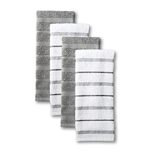 KitchenAid Albany Kitchen Towel 4-Pack Set, Grey/White, 16"x26" | Amazon (US)