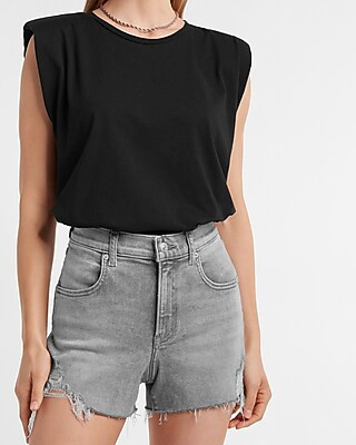 Padded Shoulder Crew Neck Tee | Express