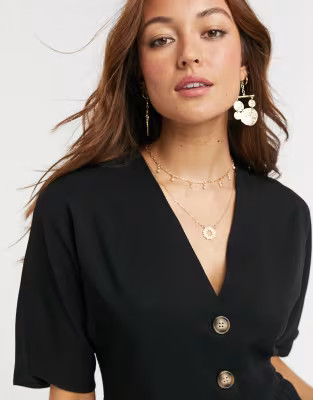 ASOS DESIGN boxy top with contrast buttons | ASOS US