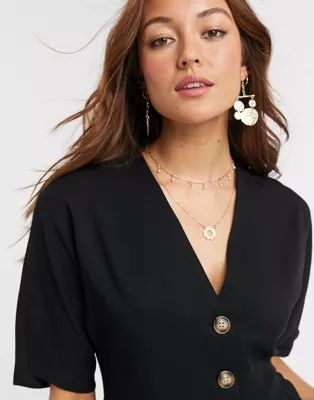 ASOS DESIGN boxy top with contrast buttons | ASOS US