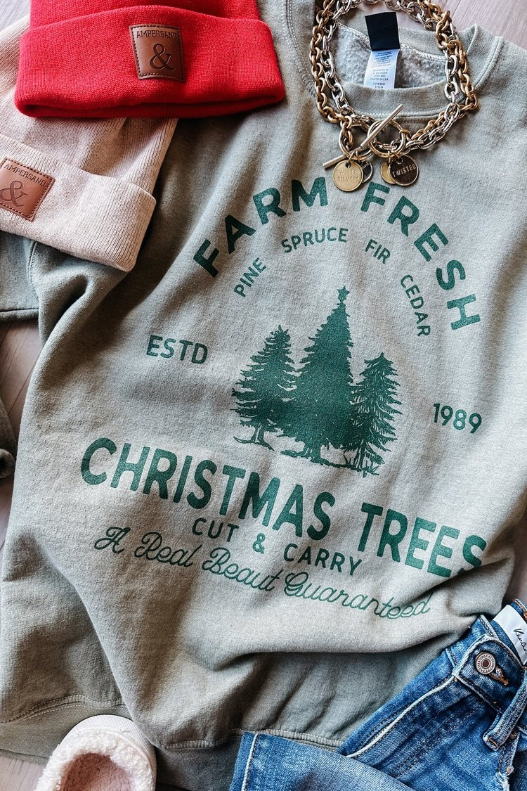 PREORDER: Farm Fresh Christmas Trees Pullover | Mindy Mae's Market