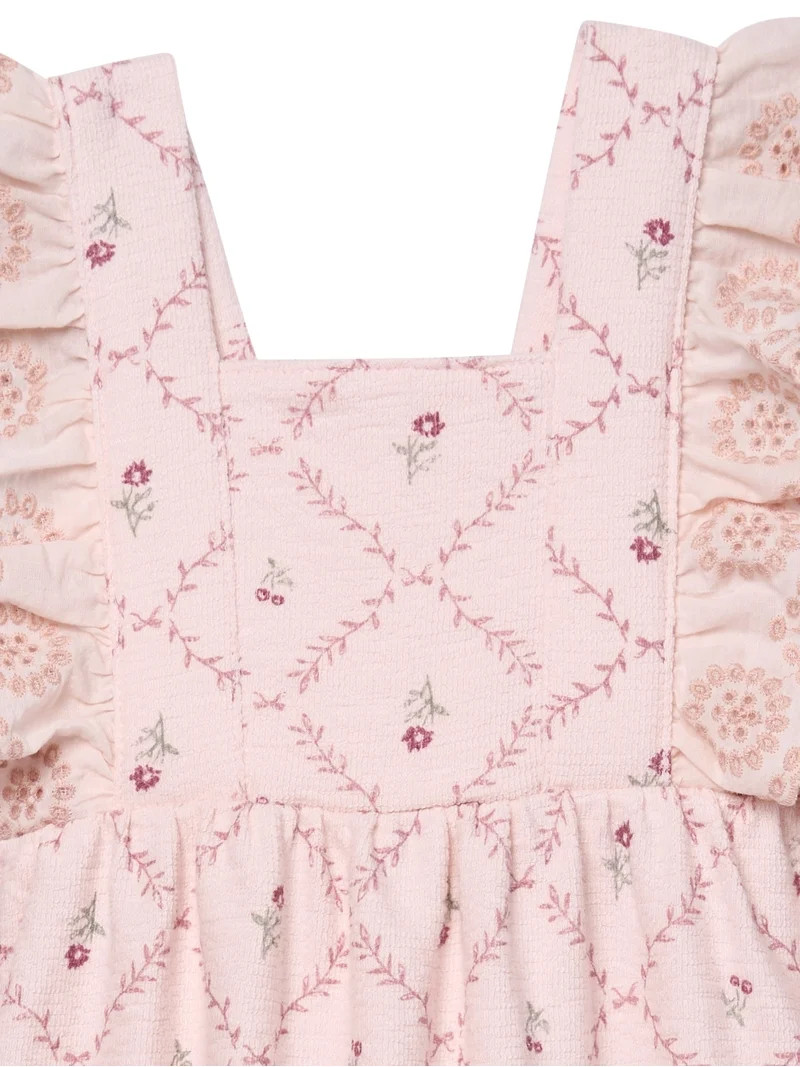 Modern Moments by Gerber baby Girl Long Leg Romper with Ruffle Detail, Sizes 0/3 Months - 24 Mont... | Walmart (US)