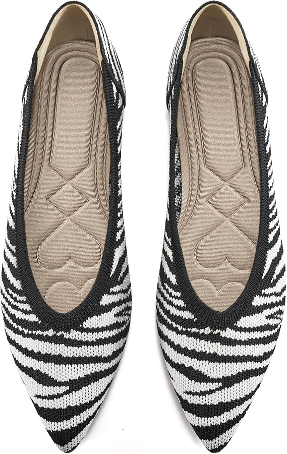 HARENCE Women's Flats Ballet Shoes: Comfortable Pointed Toe Soft Knit Flat Casual Slip On Work Dr... | Amazon (US)