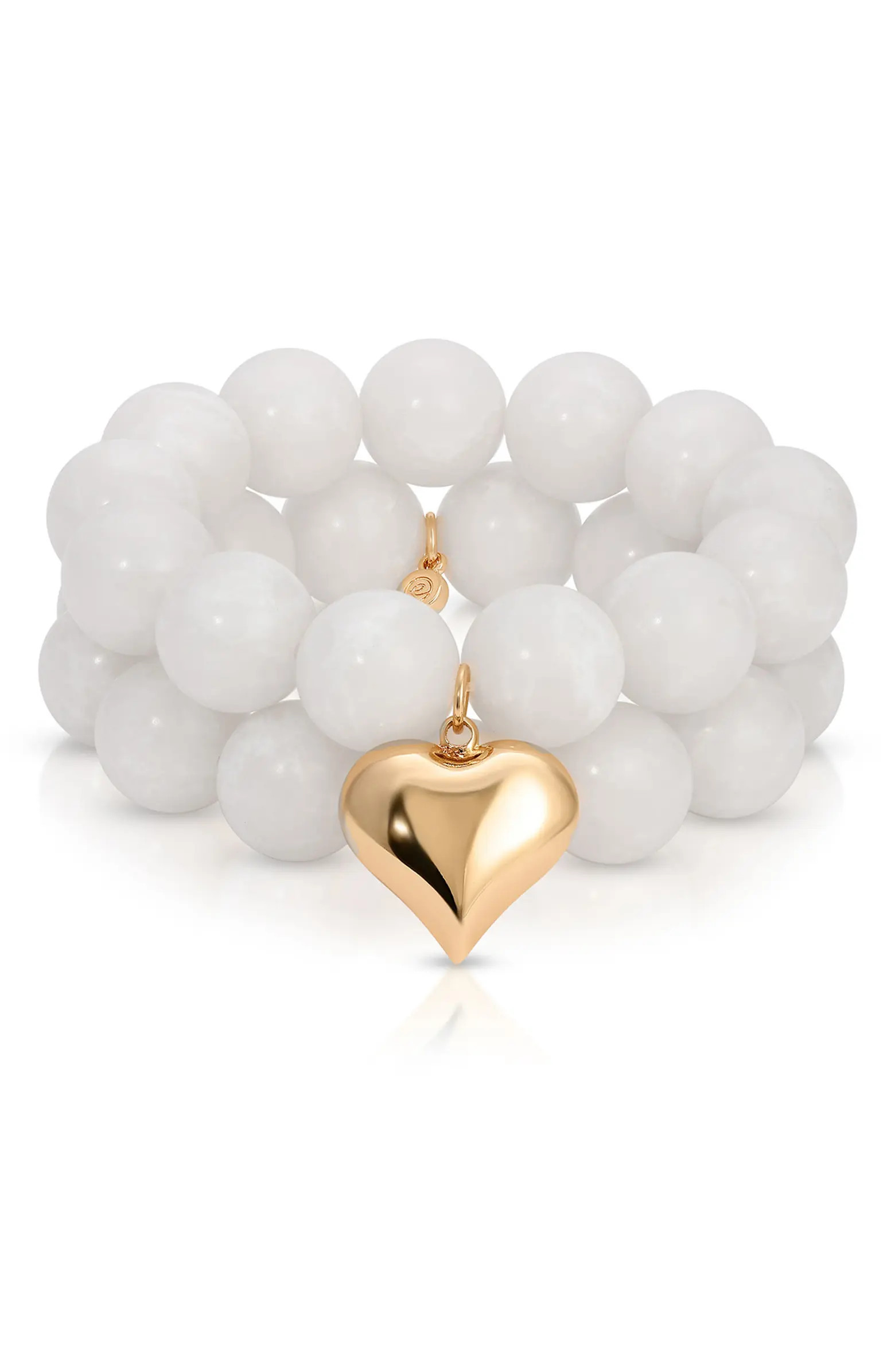 Ettika Luck & Love Stone Puffy Heart Stretch Bracelet | Nordstrom | Nordstrom