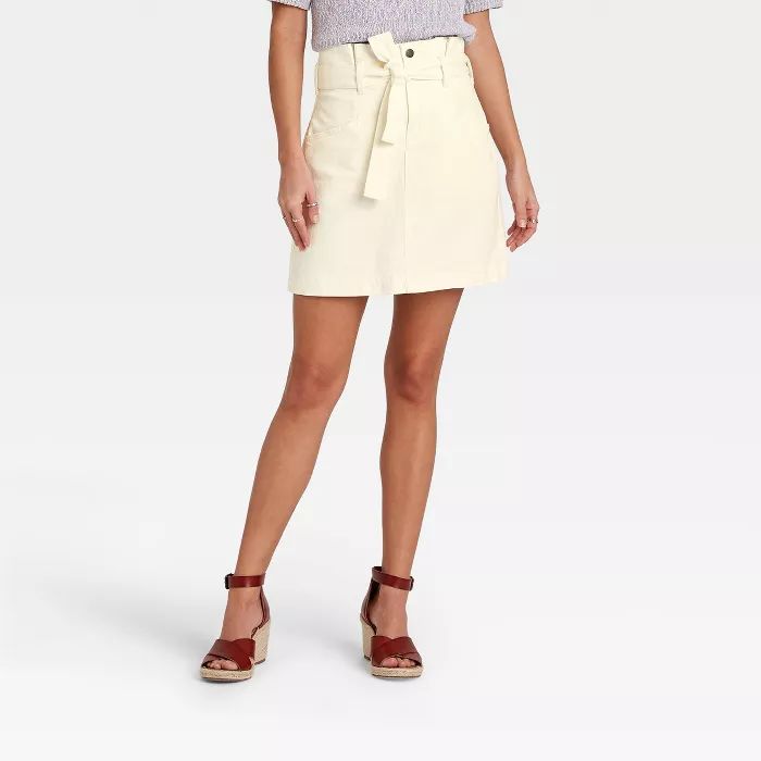 Women's High-Rise Tie-Waist Denim Mini Skirt - Universal Thread™ | Target