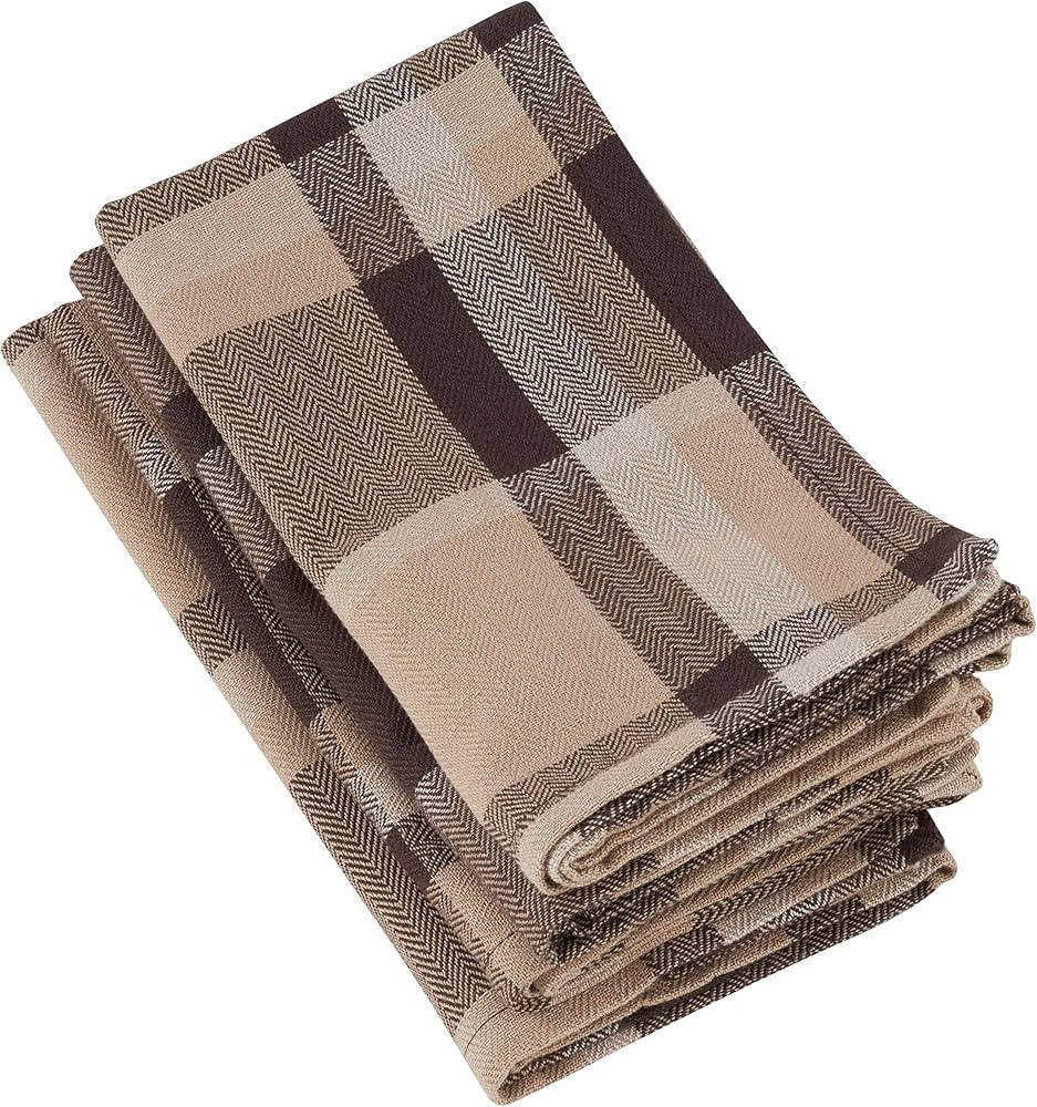 100% Cotton Plaid Design Table Napkins (Set of 4) | Amazon (US)