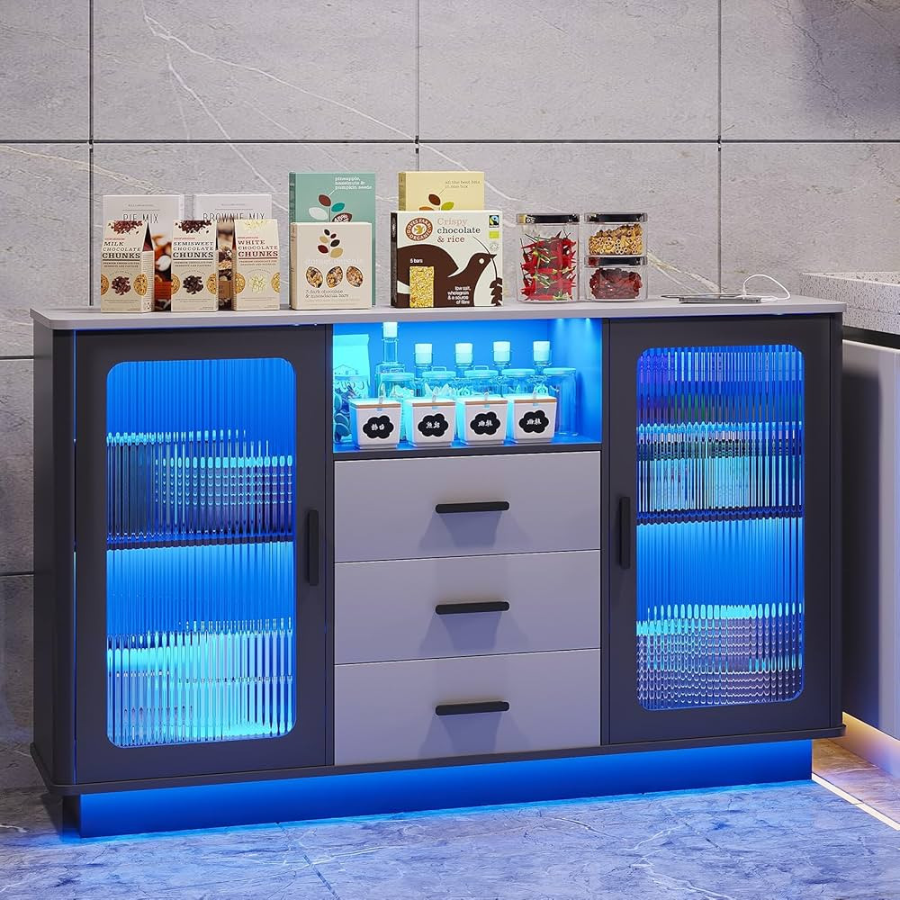 LVSOMT LED Coffee Bars with 24 Colors Lighting, Modern Coffee Station with Motion Sensor, Home Co... | Amazon (US)