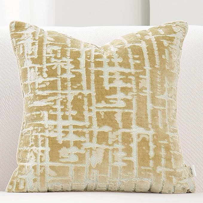 Alerfa 18 x 18 Inch Square Geometrical Plaid Striped Embroidery Cut Velvet Cushion Case Luxury Mo... | Amazon (US)