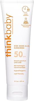 Thinkbaby SPF 50+ Baby Mineral Sunscreen – Safe, Natural Sunblock for Babies - Water Resistant ... | Amazon (US)