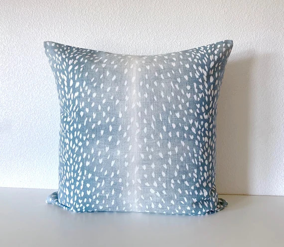 Aqua Blue Antelope Linen Throw Pillow Cover / Available in Bolster, Lumbar, Euro Sham Covers | Etsy (US)