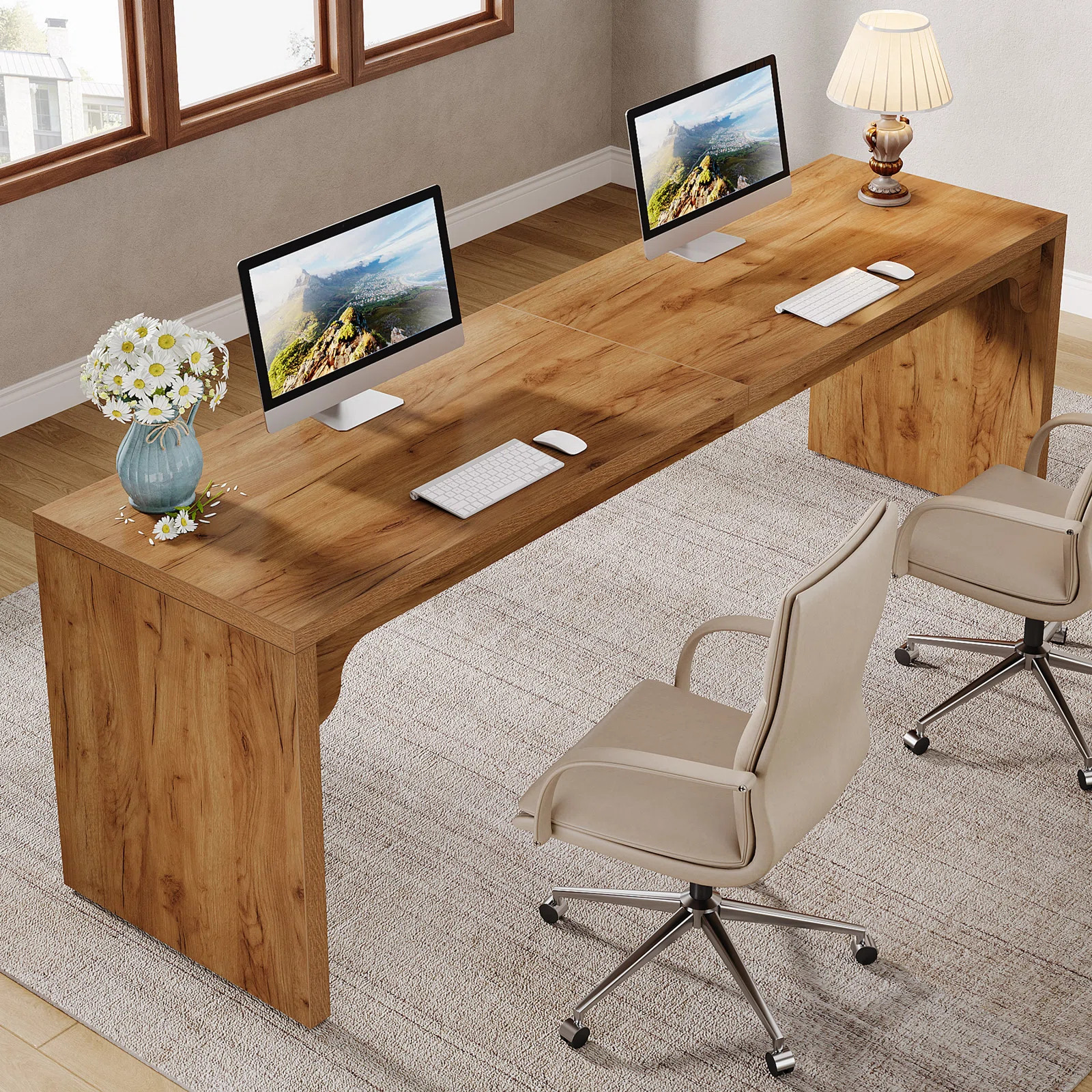 78.7" Long Computer Desk, Wooden 2 Person Desk Double Desk | Wayfair North America