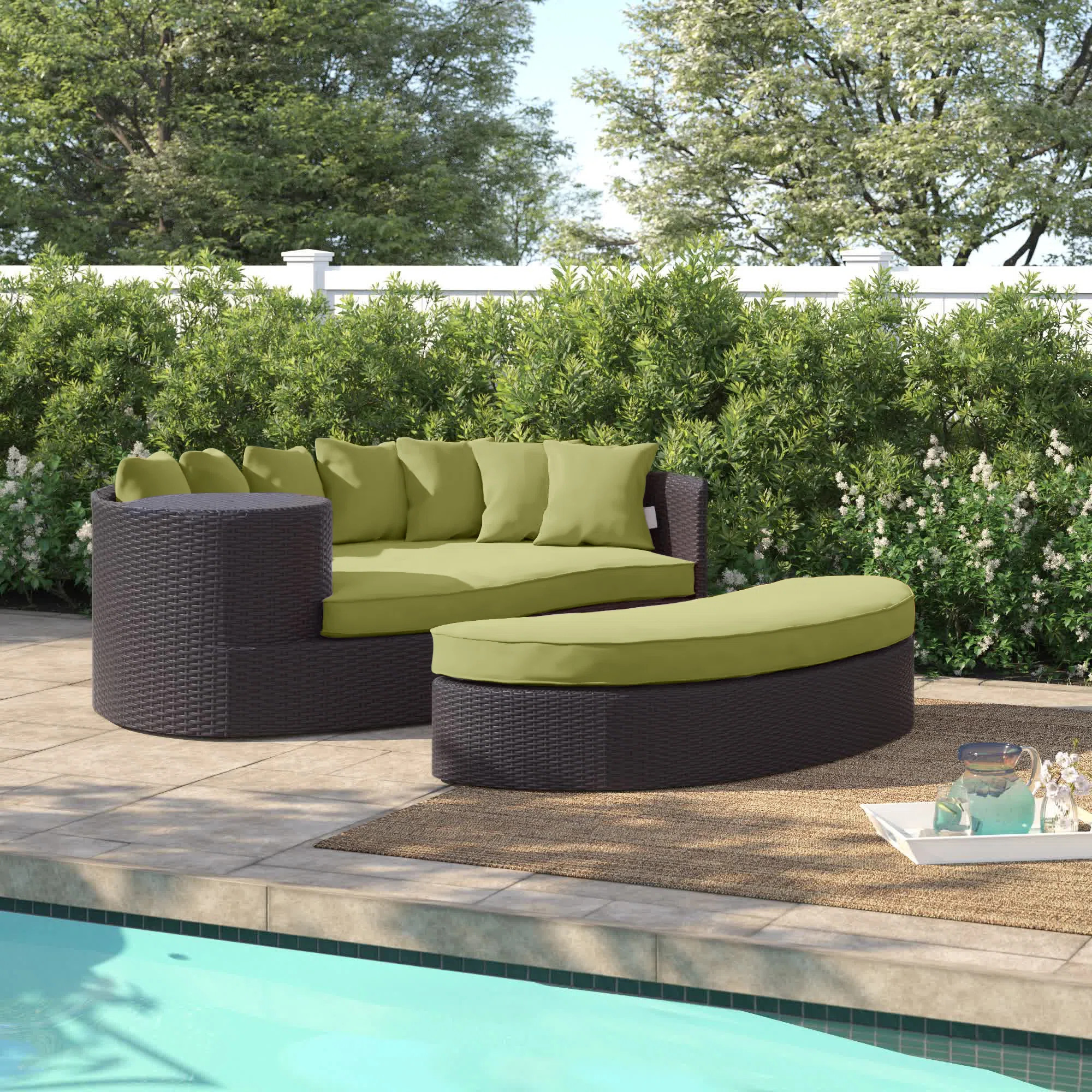 Convene 79" Wide Outdoor Wicker Patio Daybed with Cushions | Wayfair North America