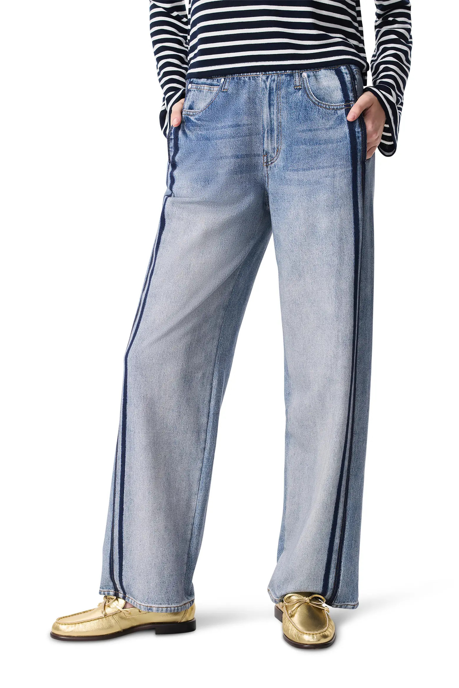 rb Miramar Track Stripe Cotton Terry Sweatpant Jeans (Women) | Nordstrom | Nordstrom