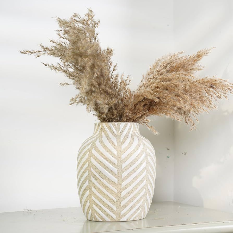 Farmhouse Ceramic Rustic Vase,Sand Glaze Finish Boho Vase,Vintage Terracotta Vase,Pottery Decorat... | Amazon (US)