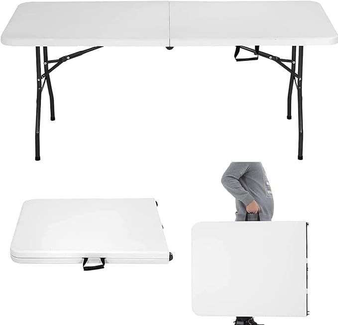 Folding Table 6 Ft Heavy Duty Fold Up Table Camping Working Table Indoor Outdoor Plastic Folding ... | Amazon (US)