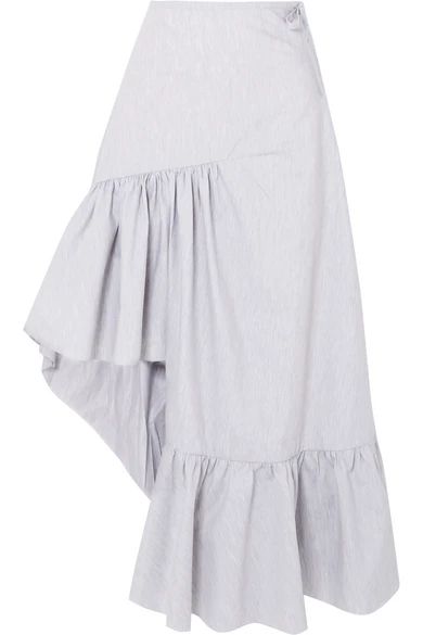 Marques' Almeida - Asymmetric Ruffled Cotton-blend Poplin Skirt - Light gray | NET-A-PORTER (UK & EU)