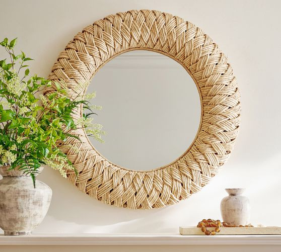 Harbor Braided Woven Round Wall Mirror | Pottery Barn (US)