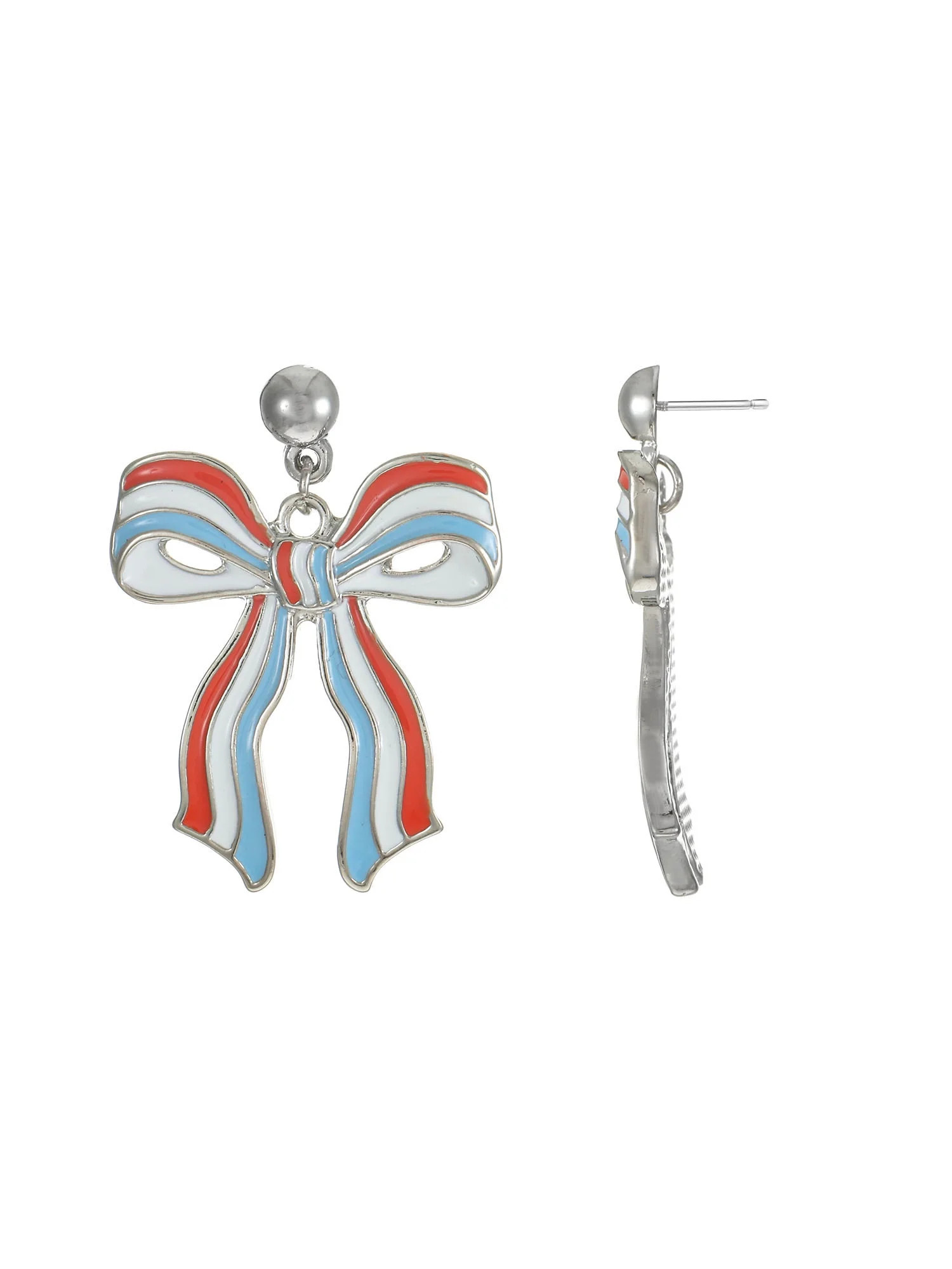 Way to Celebrate Americana Red White and Blue Bow Earrings - Walmart.com | Walmart (US)