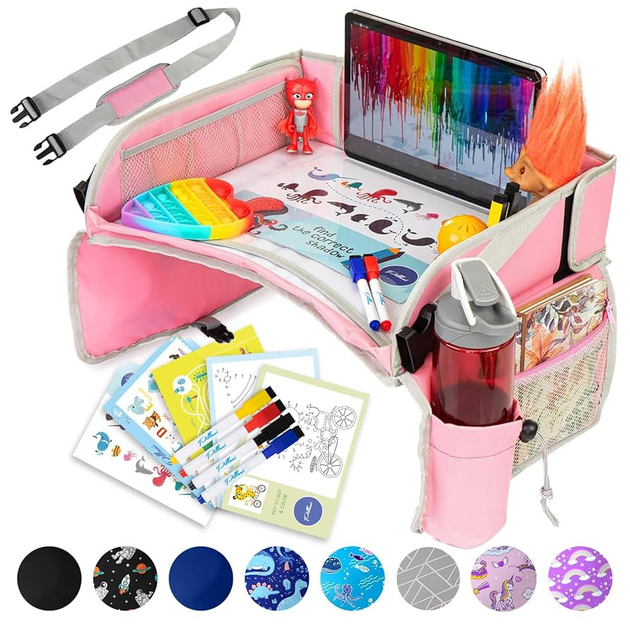 PILLANI Kids Travel Tray for Car - Car Seat Tray for Kids Travel, Road Trip Essentials, Carseat T... | Amazon (US)