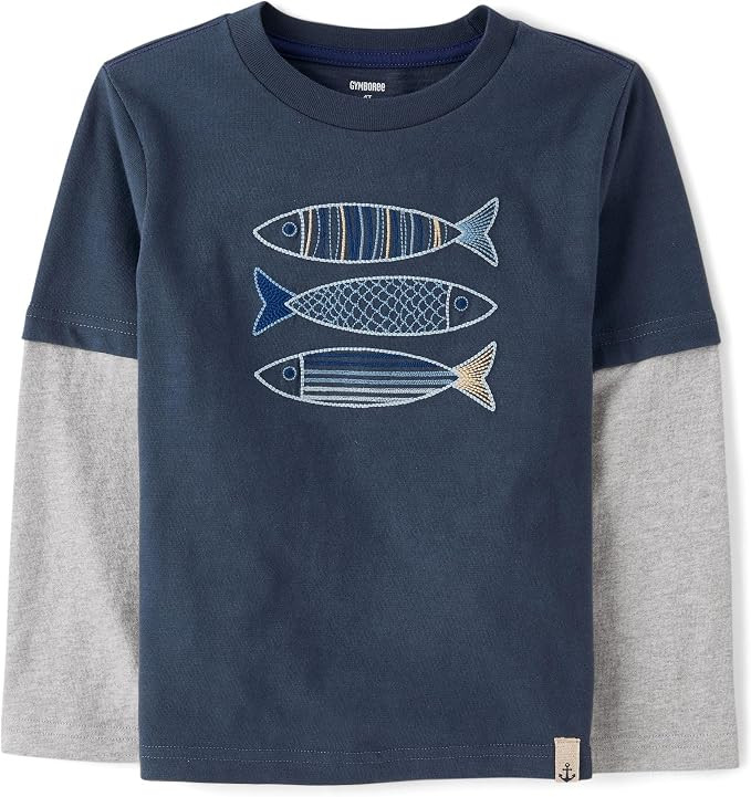 Gymboree Boys' and Toddler Long Sleeve Embroidered Layered Top | Amazon (US)