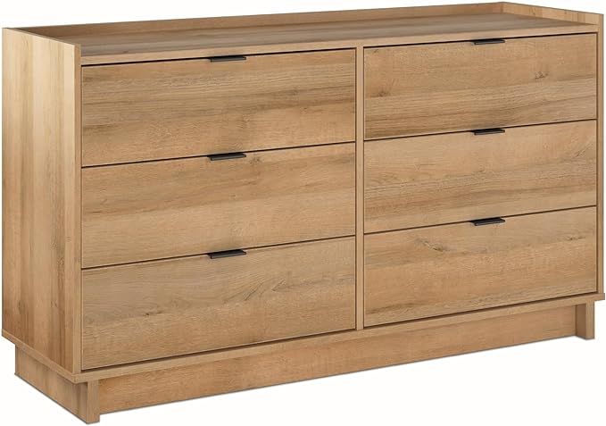 Prepac Simply Modern Dresser for Bedroom, Chest 6 Drawers, 52.5" W x 29.5" H x 16" D, Oak | Amazon (US)