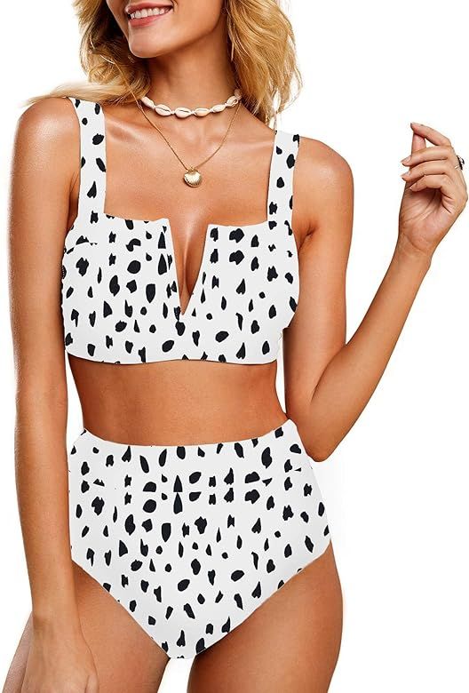 Womens High Waisted Cheetah Leopard Swimsuits Bikini Sexy Padded Push Up Animal Cow Printed 2 Pie... | Amazon (US)