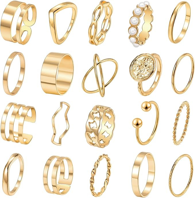 Gold Knuckle Rings Set for Women, 10 Pcs Trendy Simple Midi Rings Gold Plated Statement Stackable... | Amazon (US)
