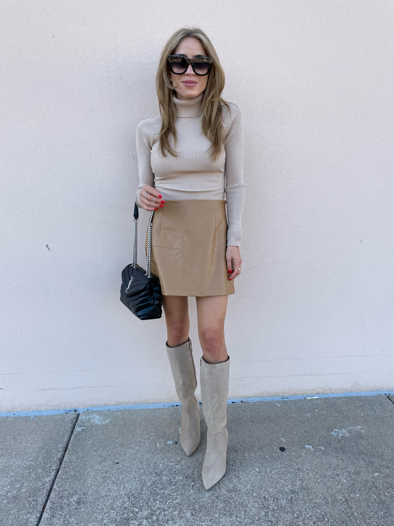 Faux leather skirt size Xs, turtleneck  bodysuit size Xs use code AFBELBEL 

#LTKunder100 #LTKunder50 #LTKsalealert