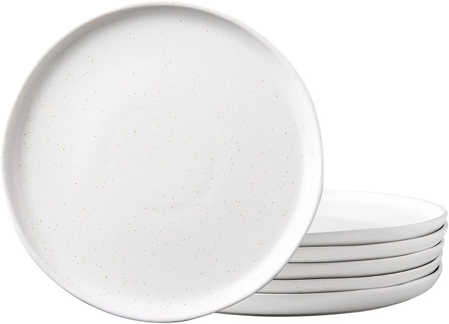 AmorArc Ceramic Plates Set of 6, 8.5 In Speckled Handcrafted Wavy Rim Dish Set, Dessert, Salad, A... | Amazon (US)