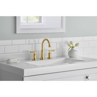 Oswell 8 in. Widespread 2-Handle High-Arc Bathroom Faucet in Matte Gold | The Home Depot