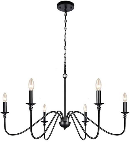 Lampundit 6-Light Iron Chandelier Black Farmhouse Chandelier Classic Candle Ceiling Pendant Light... | Amazon (US)
