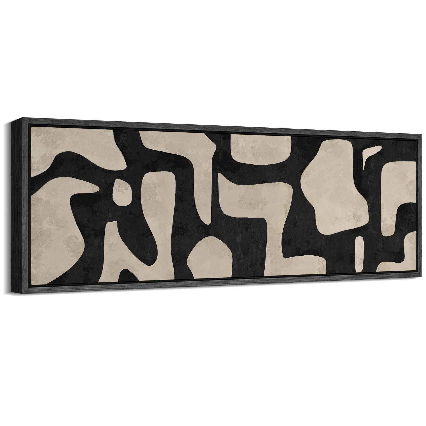 Mid Century Shape Abstract Contours, Black And White Beige Artwork, Retro Bedroom Home Decor, Ext... | Wayfair North America