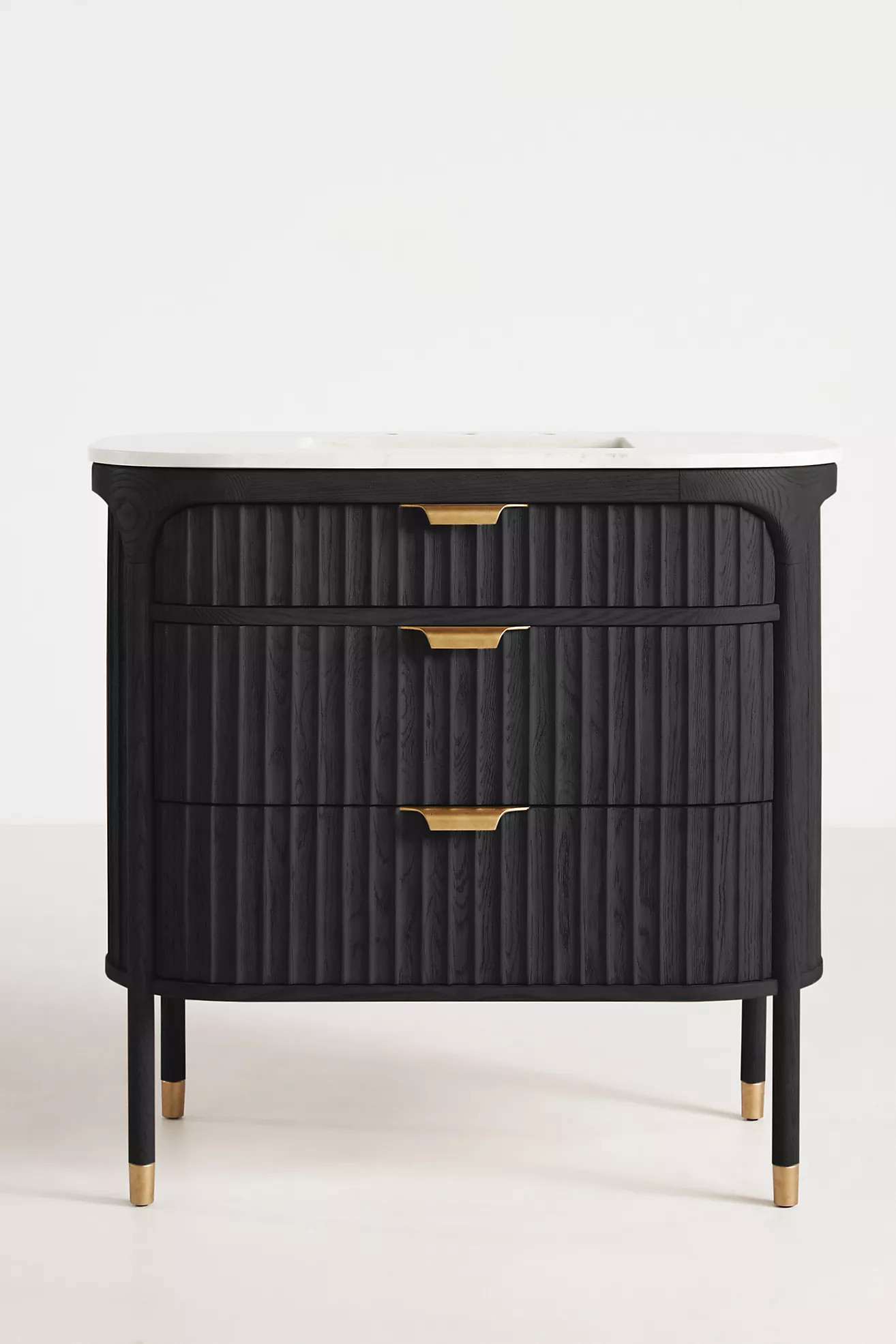 The Isla Marble-Top Fluted-Wood Single-Bathroom Vanity | Anthropologie (US)