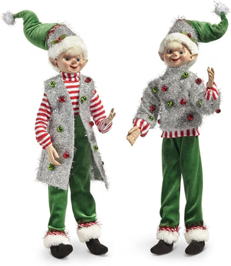 Raz Imports 2024 Tinsel Town 16"" Posable Christmas Party Elf, Assorted of 2, 4402414 | Amazon (US)