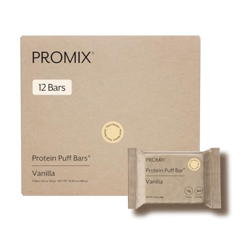 ProMix Nutrition Protein Plant Based Puff Bars - French Vanilla - Marshmallow Crispy Treat - High Protein & Low Calorie - 12 Bars | Amazon (US)