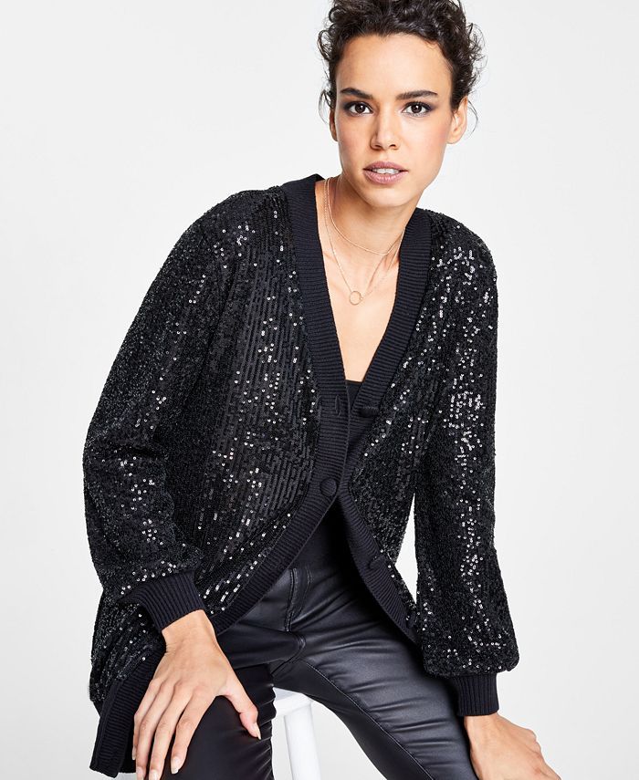 INC International Concepts Oversized Sequin Cardigan, Created for Macy's & Reviews - Sweaters - W... | Macys (US)