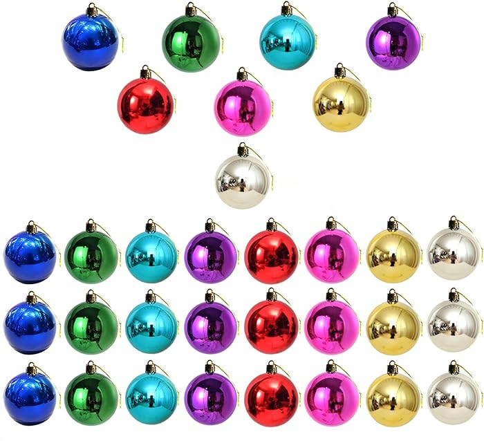 Colored Christmas Balls 24 Pack Set of 8 Decoration Living Room Garden Christmas Tree Multicolor ... | Amazon (US)