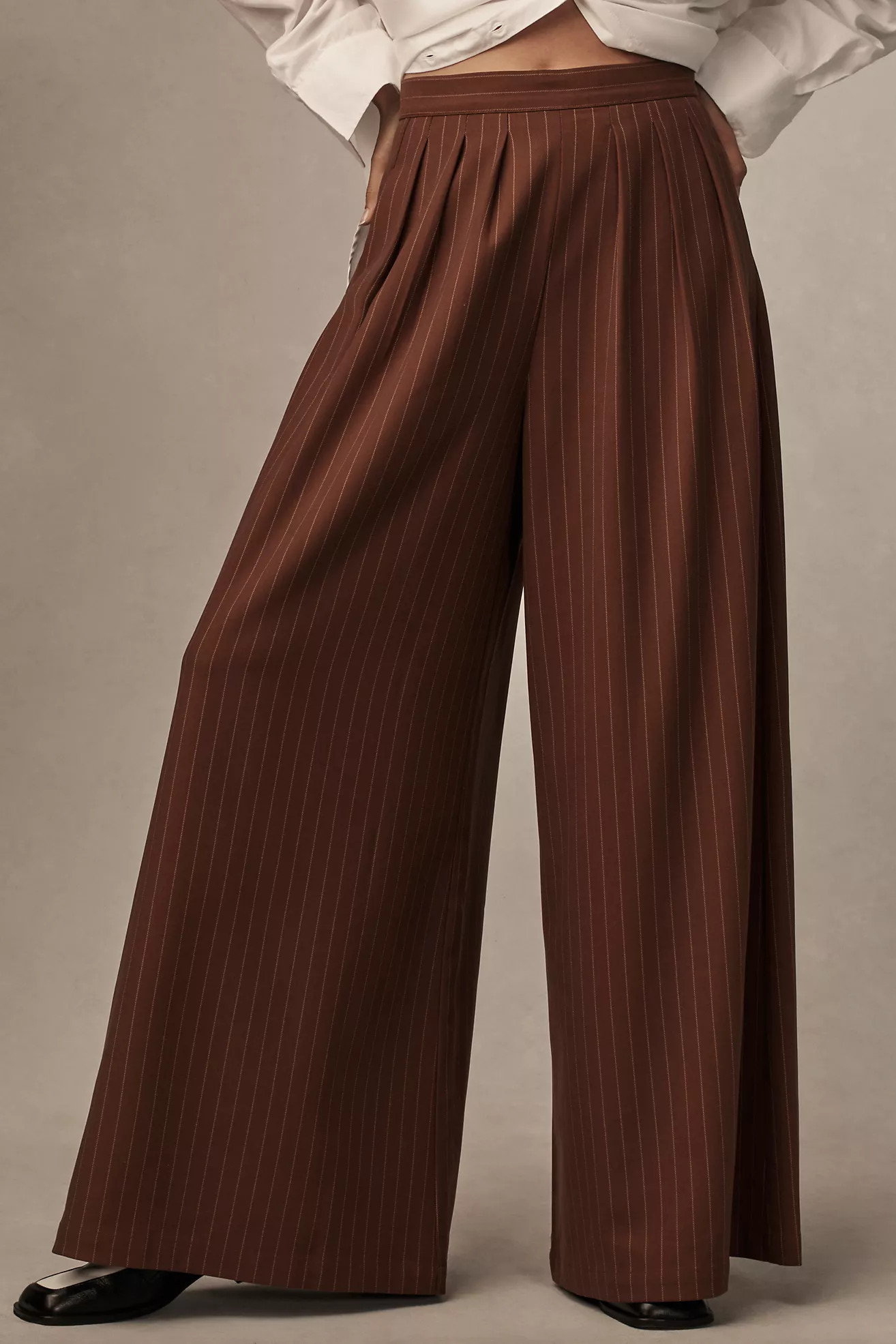 Corey Lynn Calter Pinstripe Wide-Leg Trousers | Anthropologie (US)