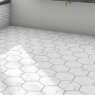Timeless Hex Calacatta 8-5/8" x 9-7/8" Beveled Porcelain Patterned Wall & Floor Tile | Wayfair North America
