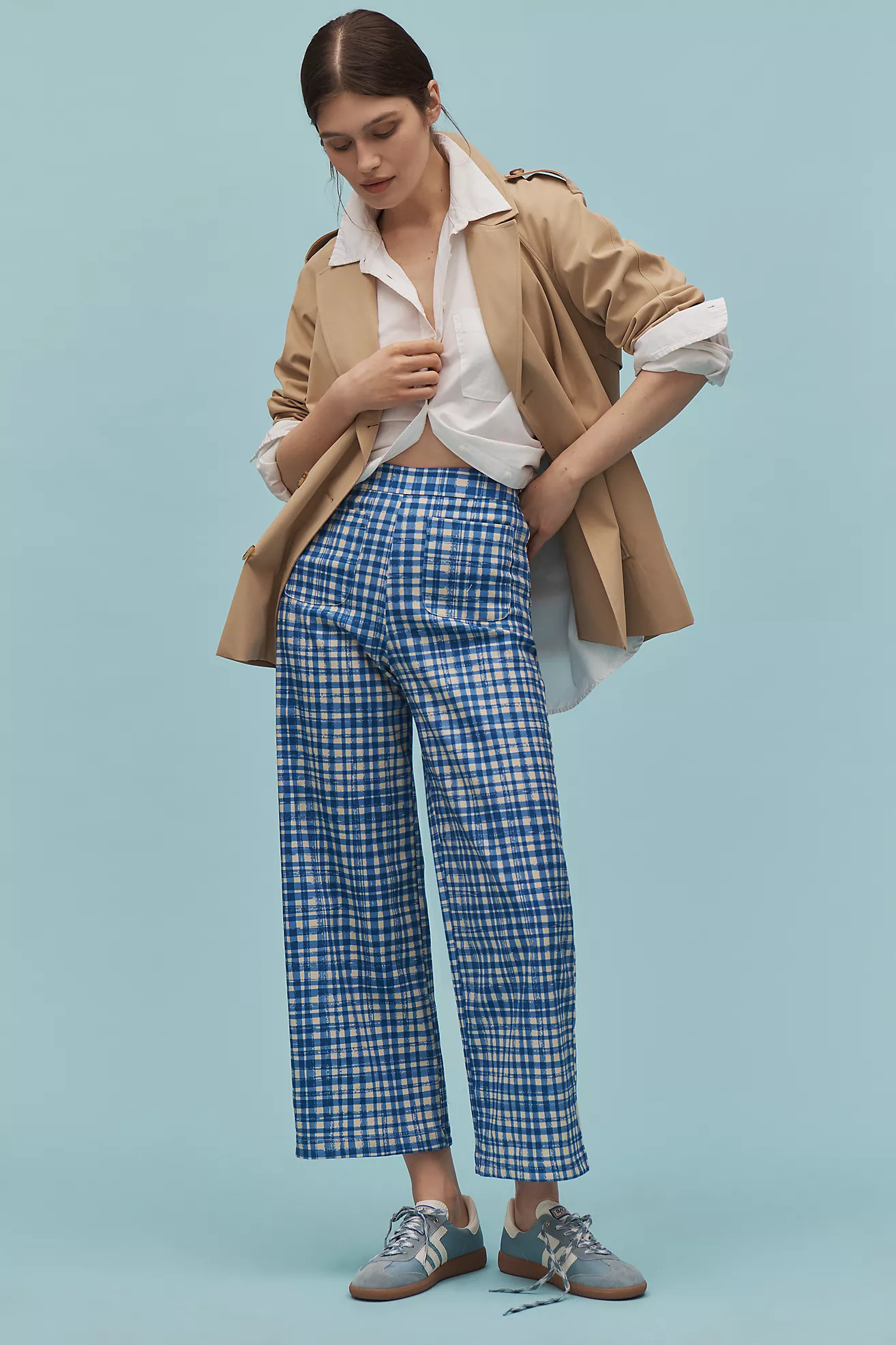 Corey Lynn Calter Gingham Crop Wide-Leg Pants | Anthropologie (US)