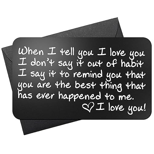 Wallet Card Love Note | Engraved Aluminum Anniversary Gifts for Men & Women | Husband Gifts from ... | Amazon (US)