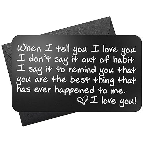 Wallet Card Love Note | Engraved Aluminum Anniversary Gifts for Men & Women | Husband Gifts from ... | Amazon (US)