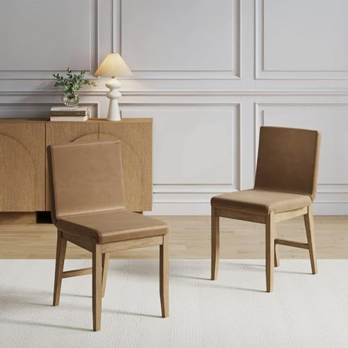 Nathan James Gracie Modern Upholstered Chair, Set of 2, Light Brown | Amazon (US)
