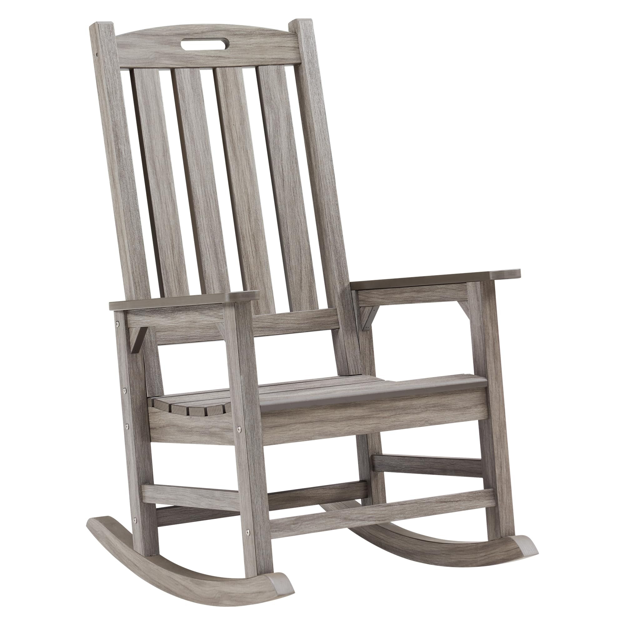 Psilvam Outdoor Rocking Chair, Poly Lumber Oversized Rocking Chair with 21" Wide Seat and 32" Tall Backrest, Pre-Assembled with Most Components for Effortless Installation(Light Gray) | Amazon (US)
