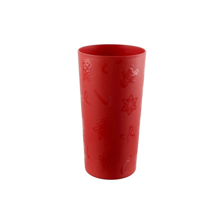 Mainstays 26 Ounce Round Plastic Etched Holiday Tumbler, Red - Walmart.com | Walmart (US)